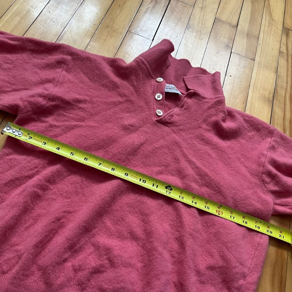 United Colors of Benetton Lambswool Pullover Sweater Pink Collared Button Neck
